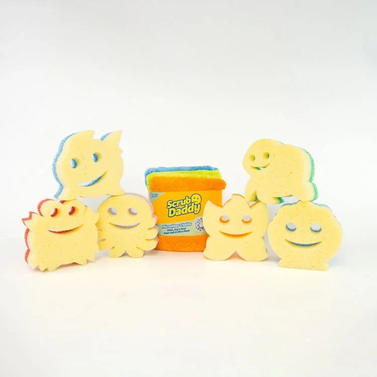 Scrub Mommy Summer Shapes Sponge Bundle and Microfiber Towels